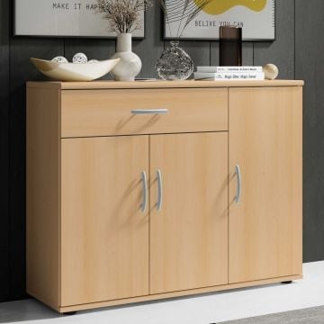 Commode Viviane 90cm met 3 deuren & 1 lade - beuk