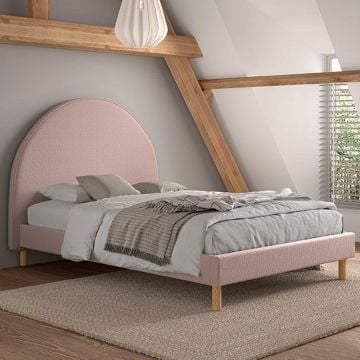 Gestoffeerd bed Maeva 140x200cm - roze bouclé stof