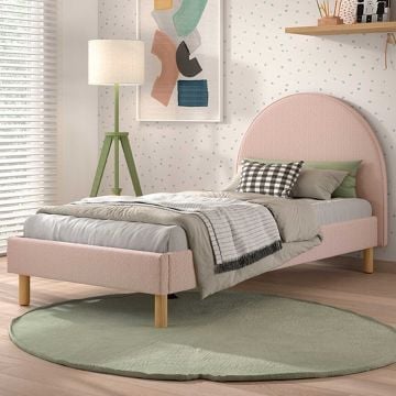 Gestoffeerd bed Maeva 90x200cm - roze bouclé stof