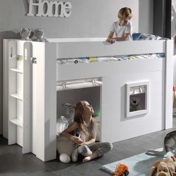 Halfhoogslaper Noah met gordijntjes - wit 