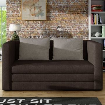 Tweezitzetel Nova | 132 x 70 x 65 cm | Met bedfunctie | Donkerbruin