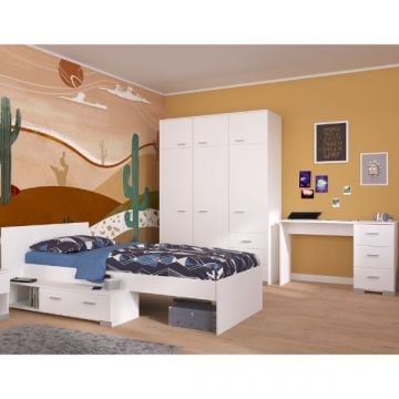 Badkamerset Charlisa | Wastafelkast, spiegelkast, middelhoge kast, bijzetkast, kolomkast | Wit