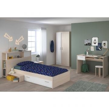 Kinderkamercombinatie Charly 90x200 | Kinderbed, achterbouwstuk, nachtkastje, kledingkast, bureau