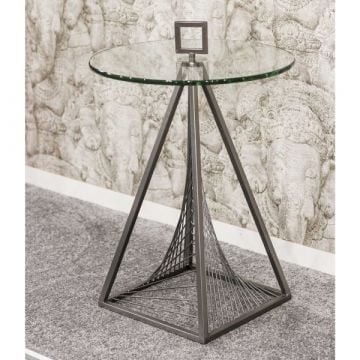 Bijzettafel | Ø45 cm x 57 cm | Grijs/Glas