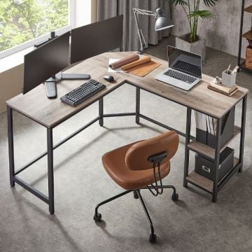 Computertafel Prometheus | 138 x 138 x 76 cm | Grijsbeige design