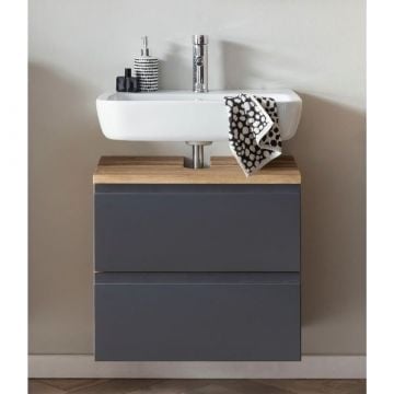 Wastafelmeubel Varese | 60 x 47 x 56 cm | Wotan Oak / Grey