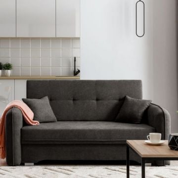 Tweezitbank met slaapfunctie Laina | 155 x 105 x 75 cm | Antraciet