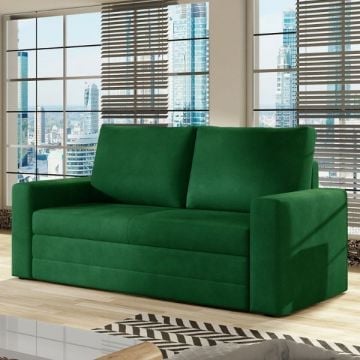 Tweezitzetel met bedfunctie Rodak | 151 x 90 x 90 cm | Donkergroen
