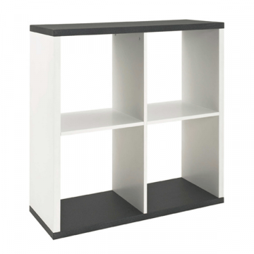 Wandrek Stefan 80cm, 4 vakken - wit/antraciet