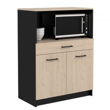Kast Item 80x43x107cm 2 deuren 1 lade - eik/zwart