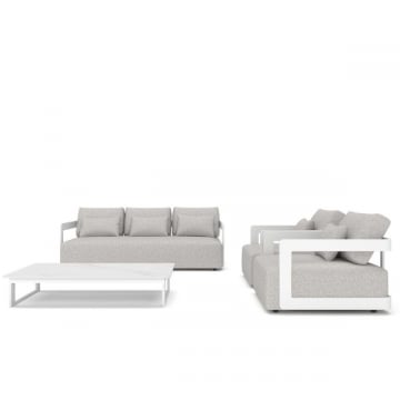 Loungeset Raphael aluminium en agora - wit/grijs
