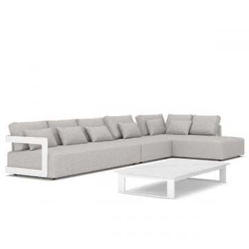 Loungeset Raphael rechts aluminium en agora - wit/grijs