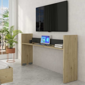 Bureau op wielen Portia 175x40x97 - eik/antraciet