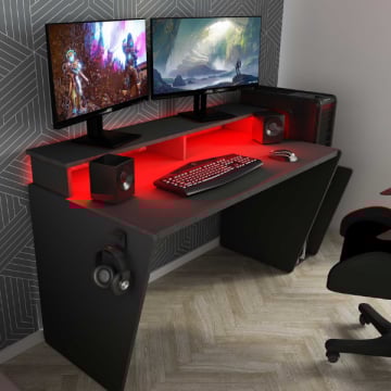 Gaming bureau Yannick 150x70x85cm spaanplaat - antraciet