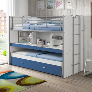 Hoogslaper Bonny 80 met bureau en bedlade - blauw