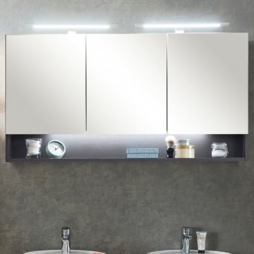 Spiegelkast Karan 120cm 3 deuren met verlichting - antraciet