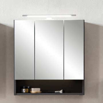 Spiegelkast Karan 60cm 3 deuren met verlichting - antraciet