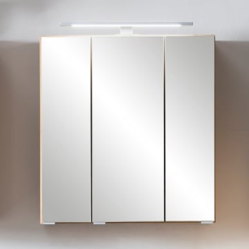 Spiegelkast Vikas 60cm 3 deuren met verlichting - eik