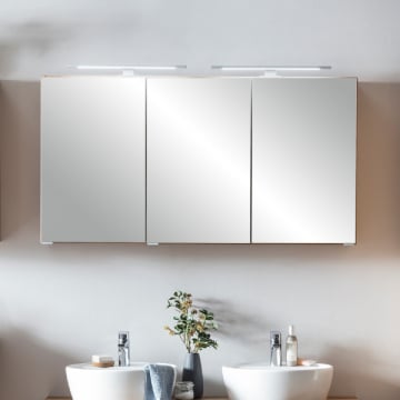 Spiegelkast Vikas 120cm 3 deuren met verlichting - eik