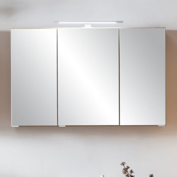 Spiegelkast Vikas 100cm 3 deuren met verlichting - eik