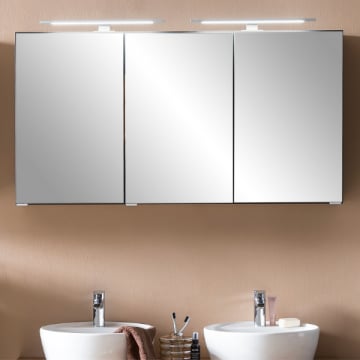 Spiegelkast Vikas 120cm 3 deuren met verlichting - eik
