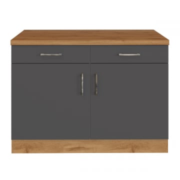 Keukenkast Sorrella 100cm 2 deuren & 2 lades - antraciet/eik