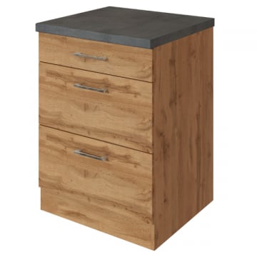 Keukenkast Sorrella 50cm 3 lades - eik/beton