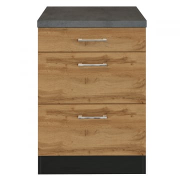 Keukenkast Sorrella 50cm 3 lades - eik/grafiet