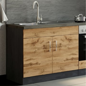 Gootsteenkast Sorrella 100cm 2 deuren - eik/grafiet