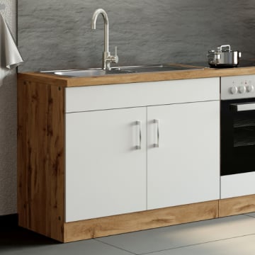 Gootsteenkast Sorrella 100cm 2 deuren - wit/eik