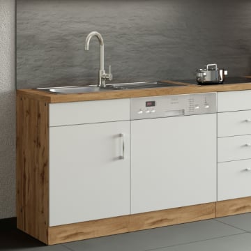 Gootsteenkast Sorrella 110cm voor vaatwasser 1 deur - wit/eik