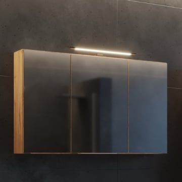 Spiegelkast Malvo 100cm 3 deuren met verlichting - eik