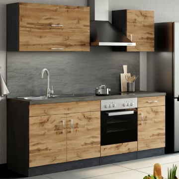Kitchenette Sorrella 210cm met ruimte voor oven - eik/grafiet