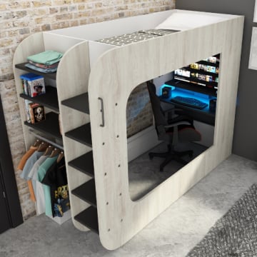 Hoogslaper Graham met gamebureau 90x200cm - den
