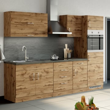 Kitchenette Sorrella 270cm met oven en koelkast - eik