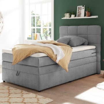 Boxspring Tahoe 120x200cm met opbergruimte - grijs