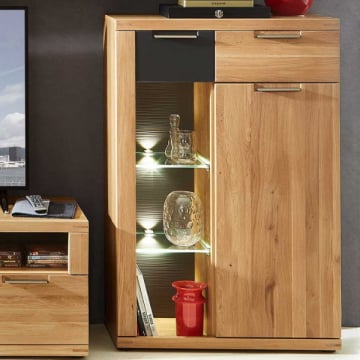 Commode Blanka 80cm 1 deur & 2 lades - eik/antraciet