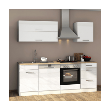 Kitchenette Ragnar 220cm met oven en vaatwas - hoogglans wit