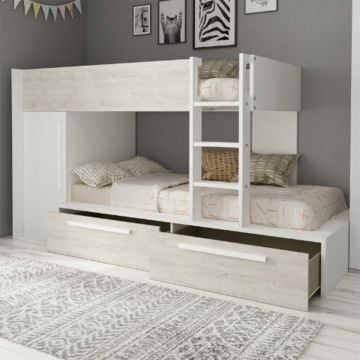 Stapelbed Fleur met kast & lades - wit
