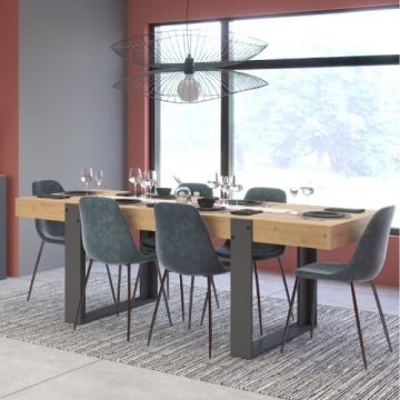 Eettafel London | 224 x 93 x 78 cm | Eik/Donkergrijs