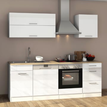 Kitchenette Ragnar 220cm met ruimte voor oven en vaatwas - hoogglans wit
