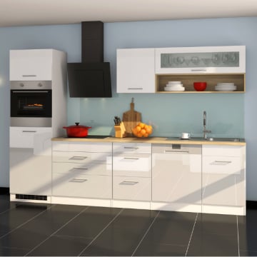 Kitchenette Ragnar 300cm met vaatwas, oven en koelkast - hoogglans wit