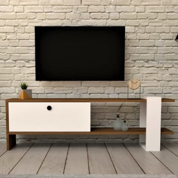 Tv-meubel Vivienne-wit/walnoot