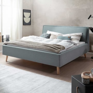 Tweepersoonsbed Estee 160x200cm met opbergruimte - ijsblauw/eik