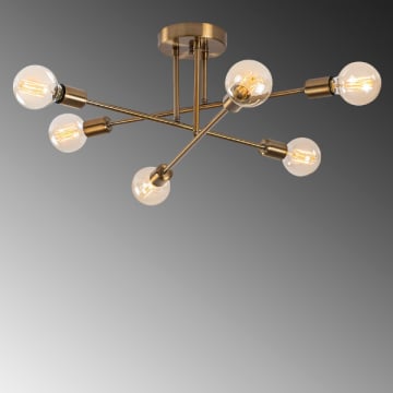 Vintage glanzende kroonluchter | Metalen frame | 64x64cm | 6x E27 Max 40W