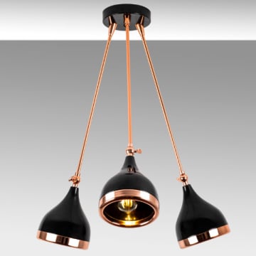 Opviq Kroonluchter | Metalen Behuizing | Zwart Koper | 60 cm Diameter | 63 cm Hoogte