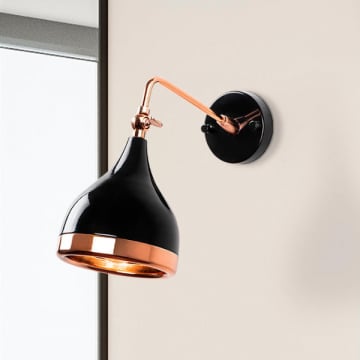 Opviq Wandlamp | Metalen Behuizing | Zwart Koper Afwerking