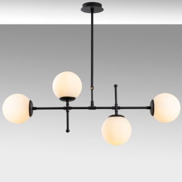 Opviq Kroonluchter | METAL BODY Glazen Kap | 108x15cm | Hoogte: 67-82cm | Verstelbaar