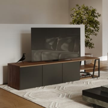 Tv-meubel Albérique 3 draaideuren en 4 legplanken-notenhout/matzwart