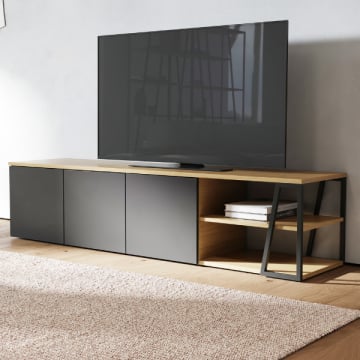 Tv-meubel Albérique 3 draaideuren en 4 legplanken-eik/matzwart